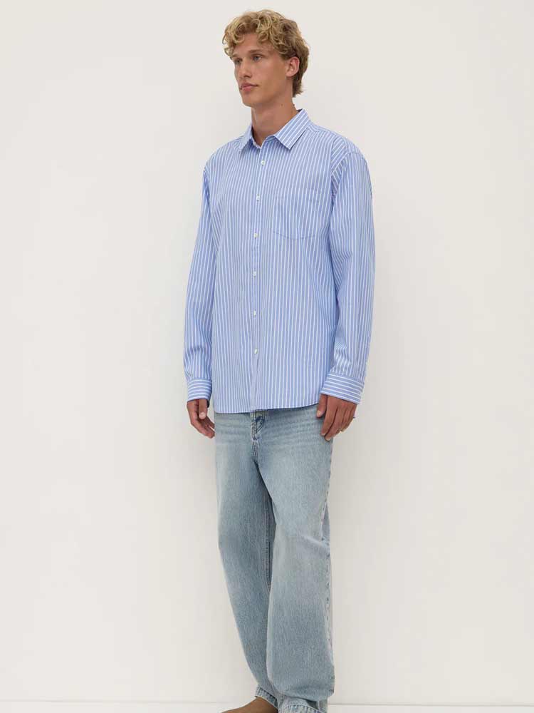 Aden Stripe Long Sleeve Shirt Blue/White - Image 5