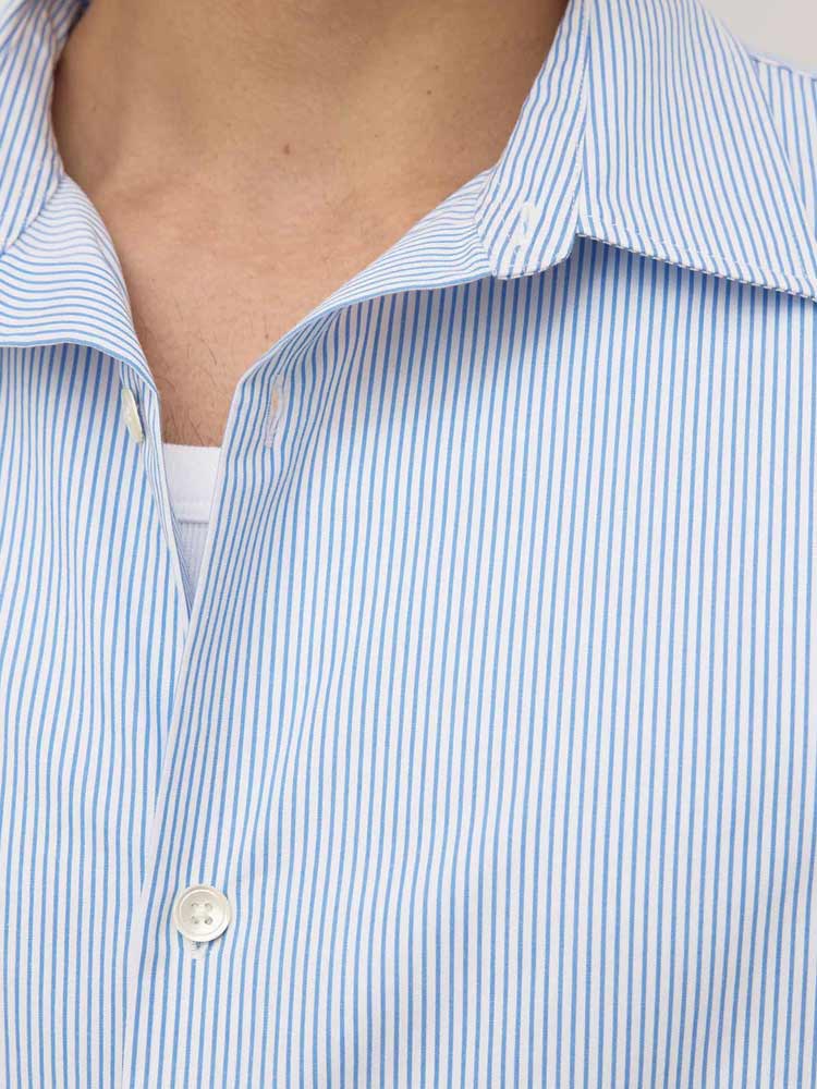 Aron Poplin Stripe SS Shirt Blue/White - Image 6