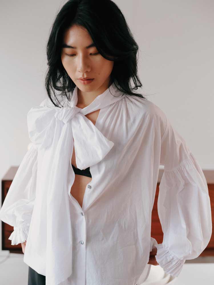 Bow Blouse Cotton Lawn White - Image 3