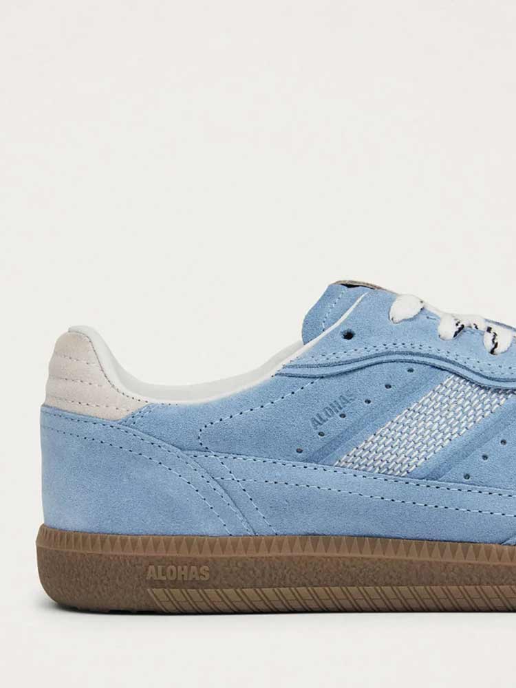 Cornflower Blue Cream Leather Sneakers - Image 4