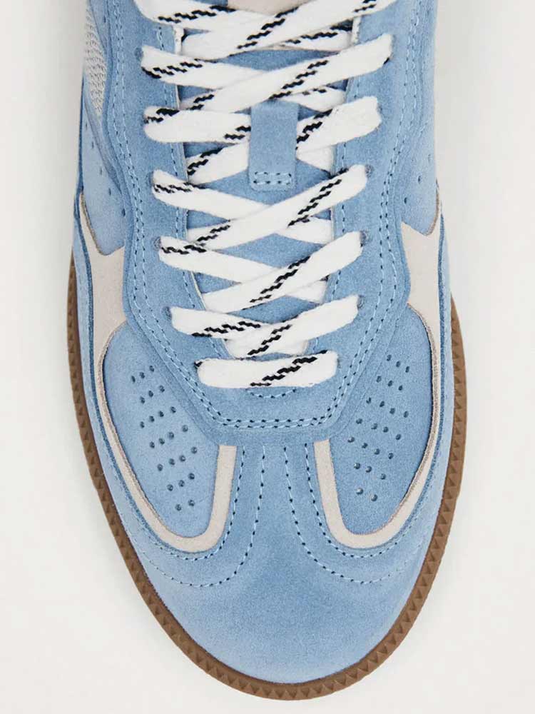 Cornflower Blue Cream Leather Sneakers - Image 5