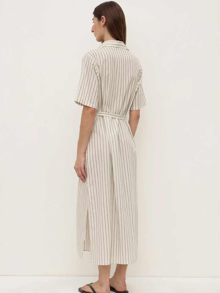 Ria Stripe Midi Shirt Dress Cream/Smoke - Image 3