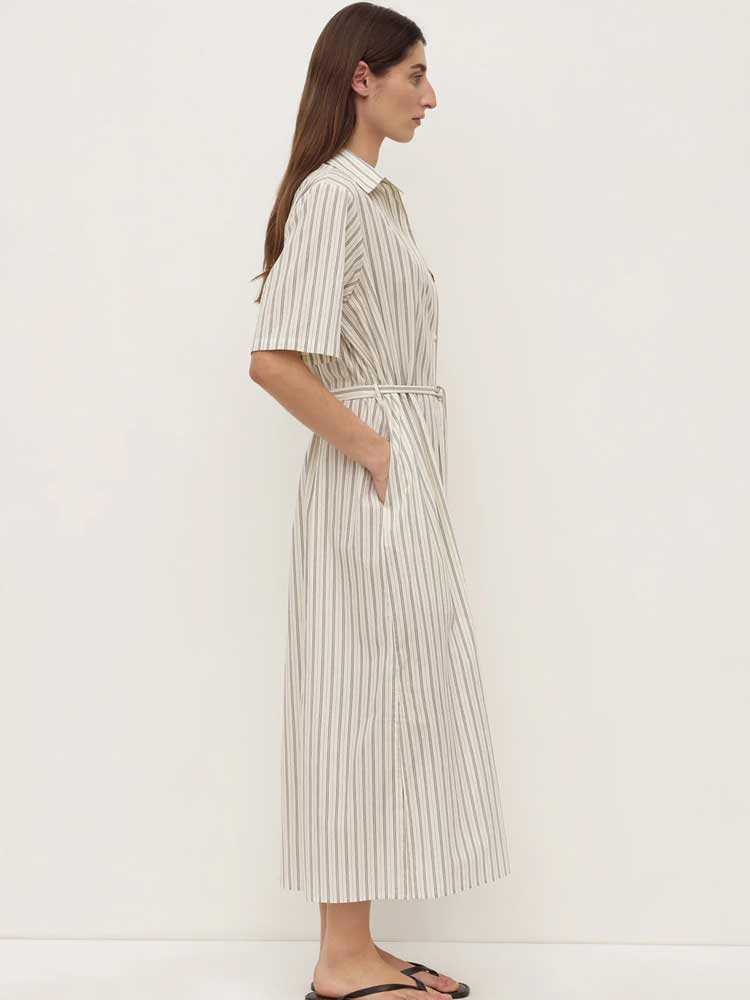 Ria Stripe Midi Shirt Dress Cream/Smoke - Image 4